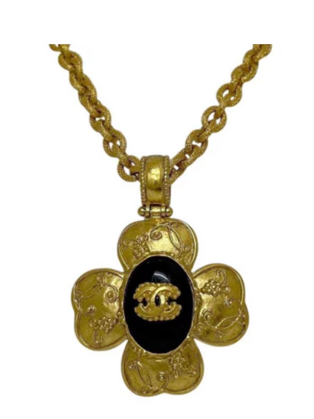 Vintage Chanel Gold and Black Necklace